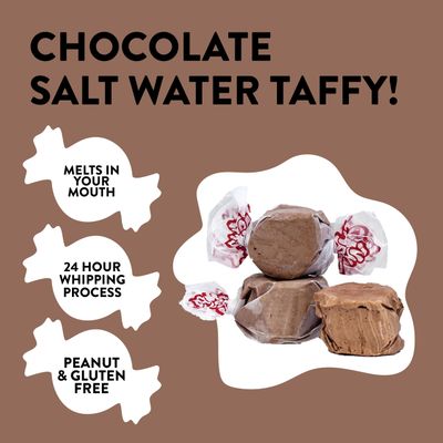 Taffy Town Saltwater Taffy- Chocolate | Gourmet Taffy| Nougat-Style Candy| Soft &amp; Delicious| Snack Treats| Party Good Candies| 2.5lbs