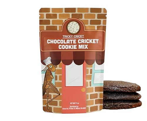 Tricky Cricky Cricket Protein Chocolate Cookie Mix - USA Handmade Edible Cricket Flour Cookie Mix - Real USA Farmed Dried Crickets in Each Cookie - Edible Bugs Baked in for High Protein - 11 Ounce Bag