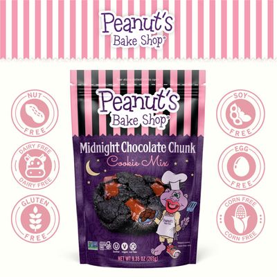 Peanut's Bake Shop - Vegan and Gluten Free Cookie Kits | Healthy, Non-GMO Cookie Mixes for Snacks &amp; Treats (Midnight Chocolate Chunk, 1-pack)