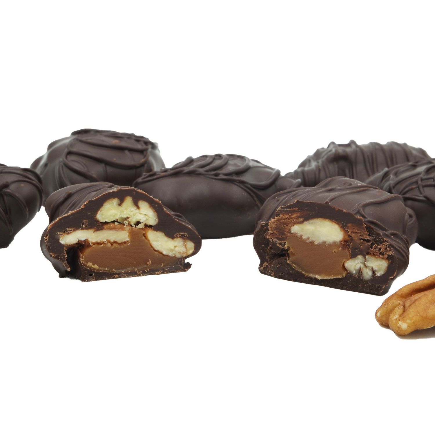 Philadelphia Candies Original Butter Rum Pecanettes (Caramel Pecan Clusters), Dark Chocolate 1 Pound