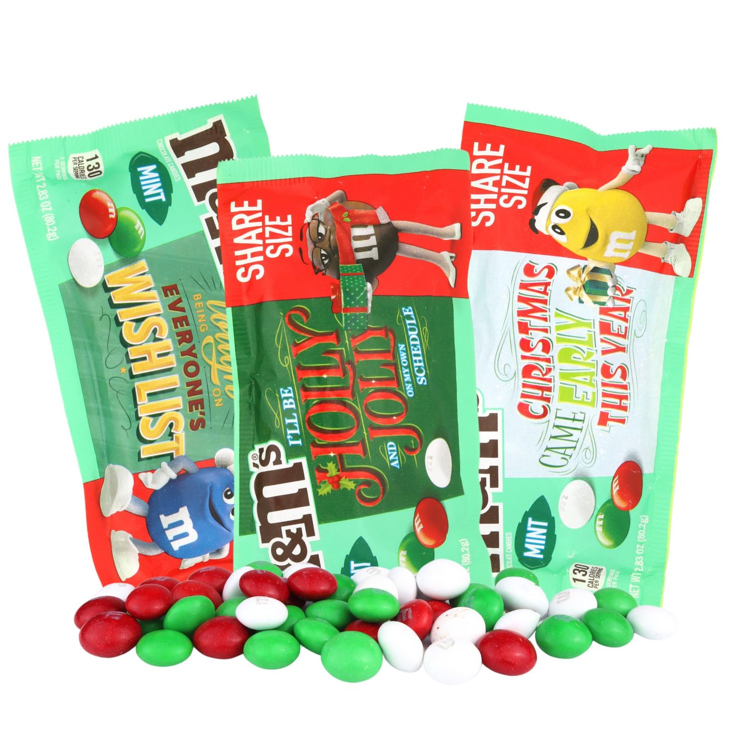 Mint Flavored Chocolate Lentils, Share Size Christmas Candy, Stocking Stuffers and Holiday Desserts, 2.83 Ounces, (Pack of 3)