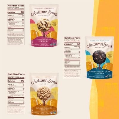 Autumn Sons Baking Co. Gluten Free Cookie Mix Variety Pack. Chocolate Chunk, Double Chocolate Chunk &amp; Oatmeal Cinnamon. Vegan Plant Based Baking Mix. Free From 11 Common Allergens. 9.3 oz (Pack of 3)