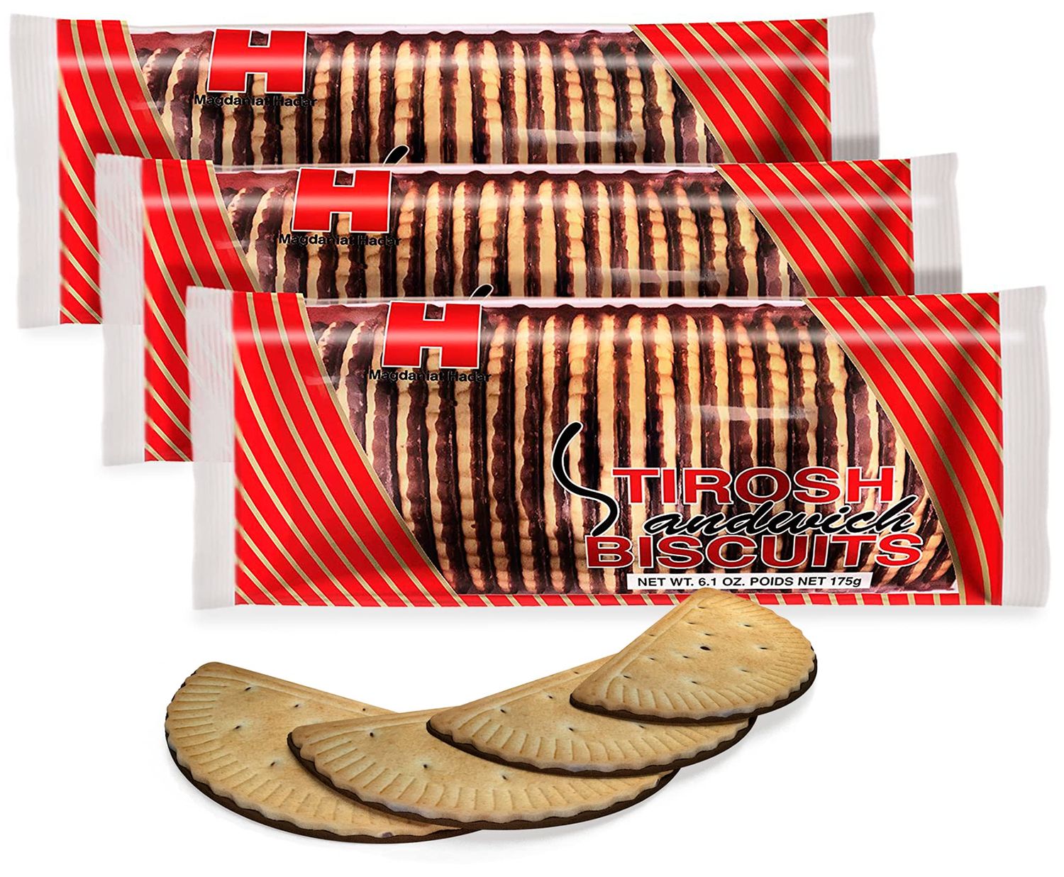 Hadar Dark Chocolate Covered Biscuits 6.1oz (3 Pack) | Half Moon Shaped Tea Biscuit Covered in Heavenly Dairy Free Chocolate | Kosher - Dairy Free | By Hadar Tirosh