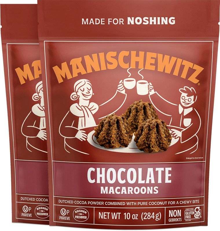 Manischewitz Chocolate Macaroons, 10 oz (2 Pack) | Coconut Macaroons | Resealable Bag | Dairy Free | Gluten Free Coconut Cookie | Kosher for Passover
