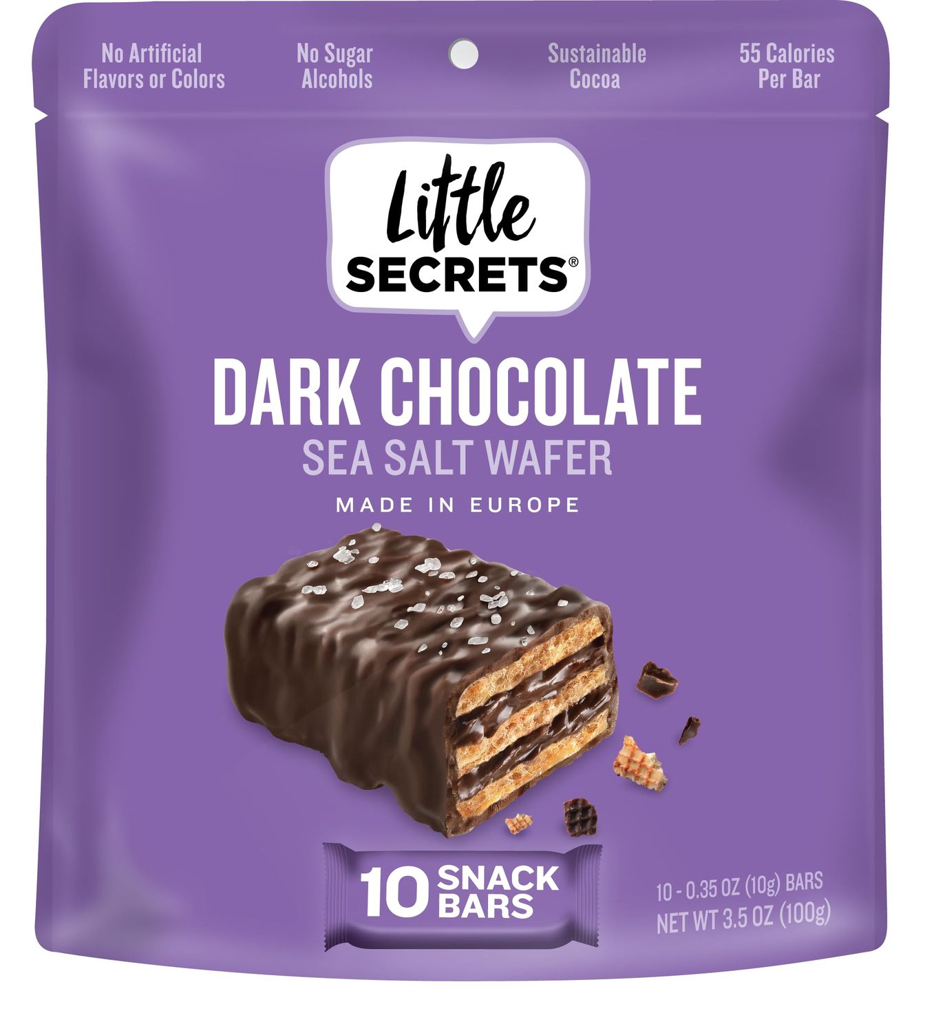 Little Secrets Dark Chocolate Crispy Wafers | 10 Minis | Made in Europe | Nothing Artificial &amp; No Sugar Alcohols | Sustainable Cocoa | 3.5 Ounce, Pack of 1