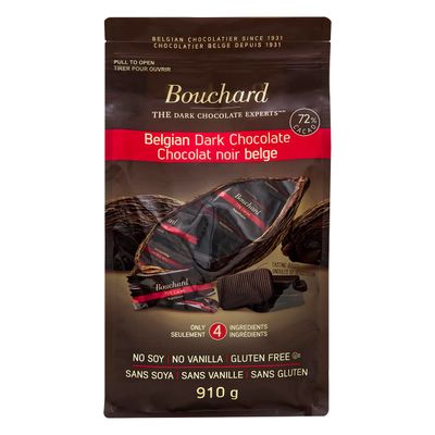 Bouchard Premium Belgian Dark Chocolate with 72% Cacao | Individually Wrapped Pieces (2 LB) (CAN)