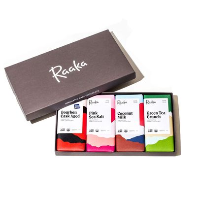 Raaka Chocolate Library Gift Box, Gourmet Dark Chocolate Mother&#39;s Day Gift, Organic, Vegan, Non GMO, Fair Trade, Soy Free, Gluten Free, Kosher, 8-Pack Variety Gift Collection, 1.08 oz Bars