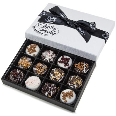 Pastry Perks 12 Gourmet Chocolate-Covered Cookies, Gift Basket - Holiday Gift Box for Men, Women, and Grandma - Birthday Treats &amp; Food Delivery Gift Ideas