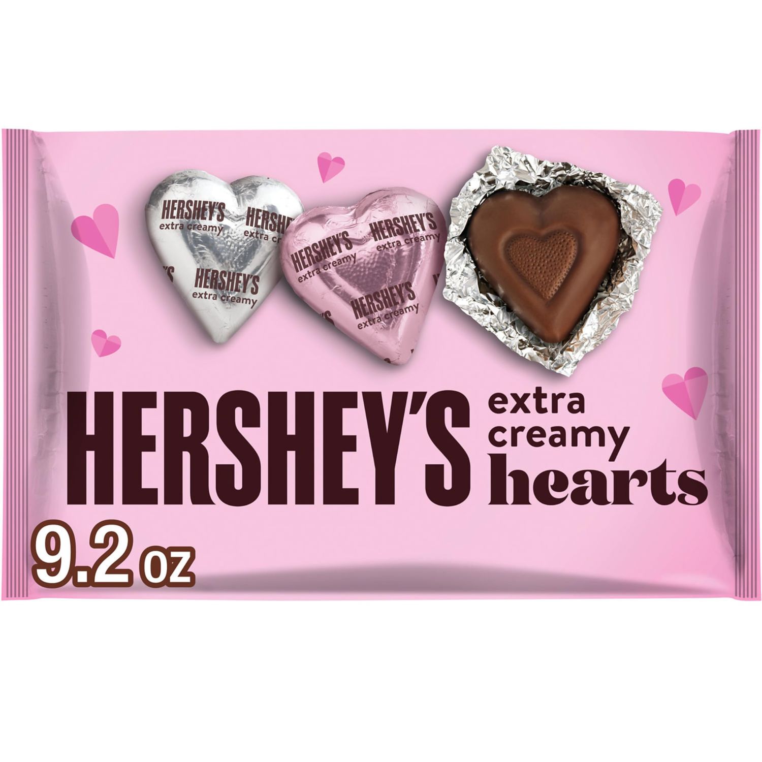 HERSHEY&#39;S Milk Chocolate Hearts, Valentine&#39;s Day Candy Bag, 9.2 oz