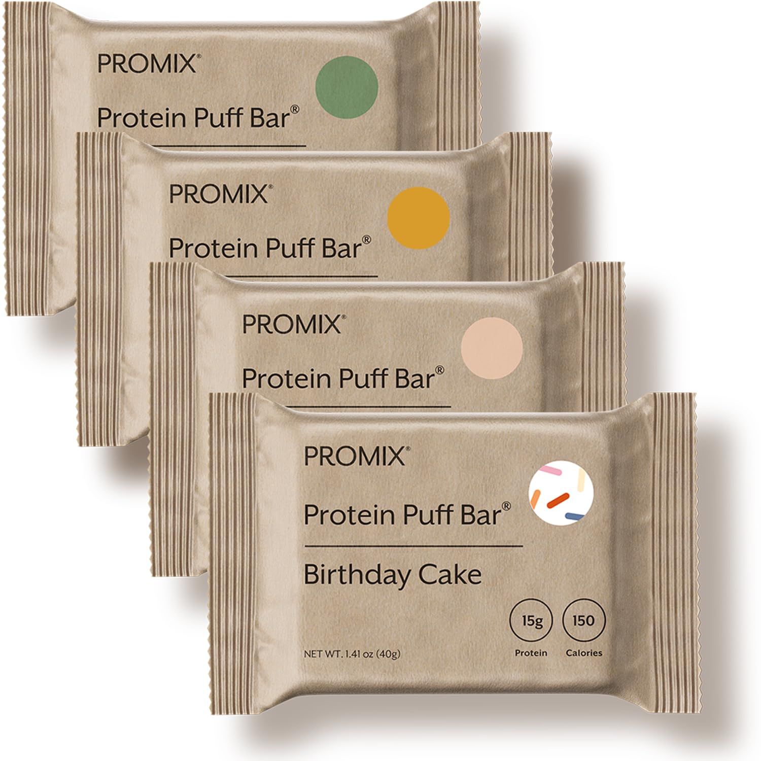 Promix Protein Puff Bars, 12-Pack - Variety Pack - Birthday Cake, Snickerdoodle, Banana Bread, Mint Chocolate - Marshmallow Crispy Treat - High Protein &amp; Low Calorie