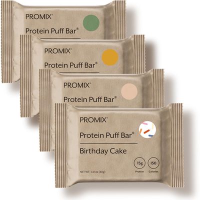 Promix Protein Puff Bars, 12-Pack - Variety Pack - Birthday Cake, Snickerdoodle, Banana Bread, Mint Chocolate - Marshmallow Crispy Treat - High Protein &amp; Low Calorie