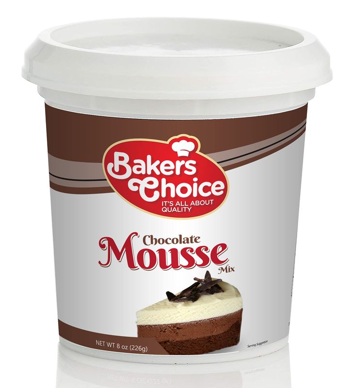 Chocolate Mousse Mix Powder - For Mousse Cups, Chocolate Mousse Cake, Ice Cream, Milkshakes, Desserts, Fruit Shakes and Truffles - Dairy Free, Kosher - 8 oz. - By Bakers Choice