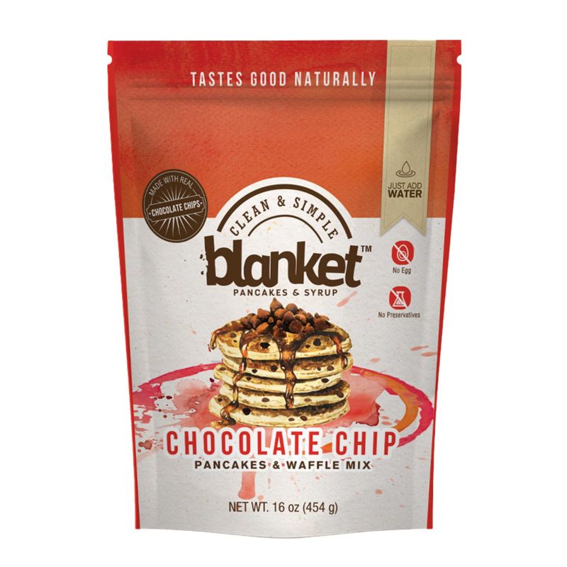 Blanket Pancakes and Syrup - Chocolate Chip Flavored Pancake and Waffle Powder Mix, Breakfast or Snack Meal - 16 oz (1 Pack)