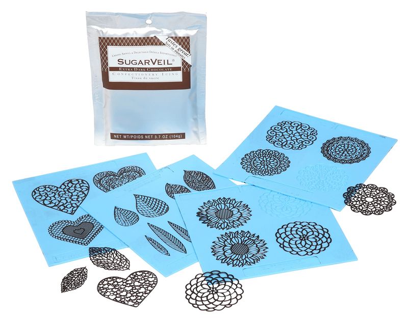 Four SugarVeil Mat Toppers with Chocolate SugarVeil Icing