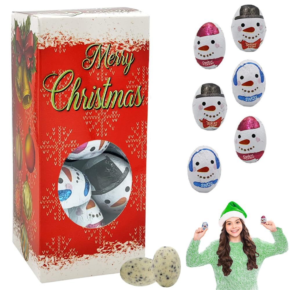 Fruidles Christmas Milk Chocolate Cookies &amp; Cream Snowmen Party Bag Fillers, Individually Wrapped Foils, Kosher Certified Dairy (1 Pound)