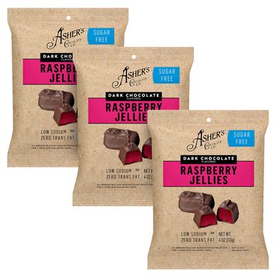 Asher&#39;s Chocolates, Sugar Free Chocolate Bags, Diabetic Friendly Chocolate, Small Batches of Kosher Chocolate, Family Owned Since 1892, Keto Chocolate (3 Bags, Dark Chocolate Raspberry)