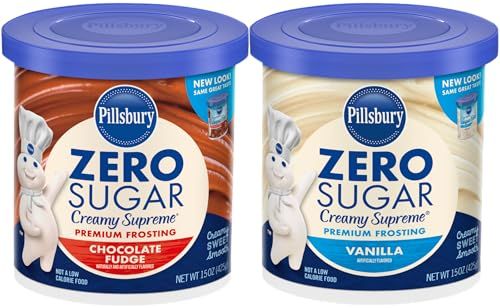 Pillsbury Zero Sugar Frosting Bundle, Chocolate and Vanilla (Pack of 2) with By The Cup Spatula Knife