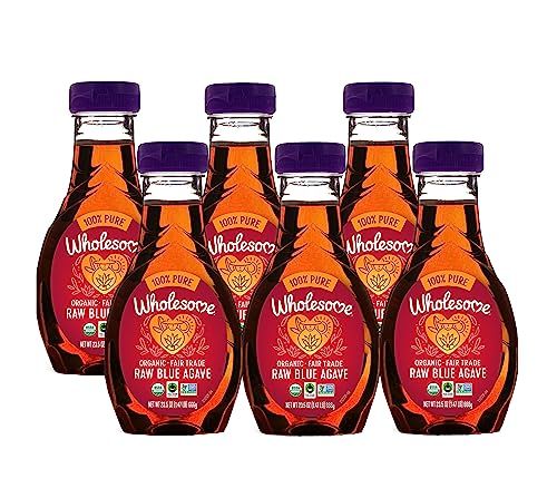 Wholesome Organic Raw Blue Agave Sweetener, Non GMO, 23.5 Ounces (Pack Of 6)