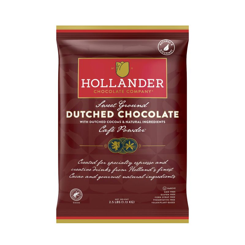 Hollander Sweet Ground Dutched Chocolate Powder | 2.5lb Bag | Beverage, Specialty Coffee Drinks, Baking &amp; Desserts | Clean Label &amp; Gourmet Ingredients | GMO Free, Rainforest Alliance Certified