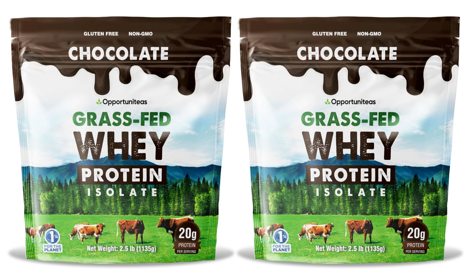Opportuniteas Grass Fed Chocolate Whey Protein Isolate Powder - 20g Protein Powder Without Artificial Sweeteners, Hormone-Free Cows, Non GMO - 5lb
