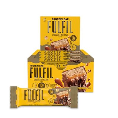 FULFIL Protein Snack Bars, NEW Recipe Chocolate Hazelnut, 15g Protein, Pantry Staples, 12 Count, Packaging May Vary