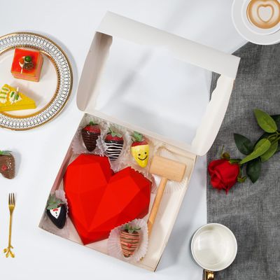 RomanticBaking 50pcs 9x9x2.5 Inches Pie Boxes Chocolate Covered Strawberries Boxes Cookies BoxesPackaging Breakable Hear Cakesickle Boxes Chocolate Truffle Boxes