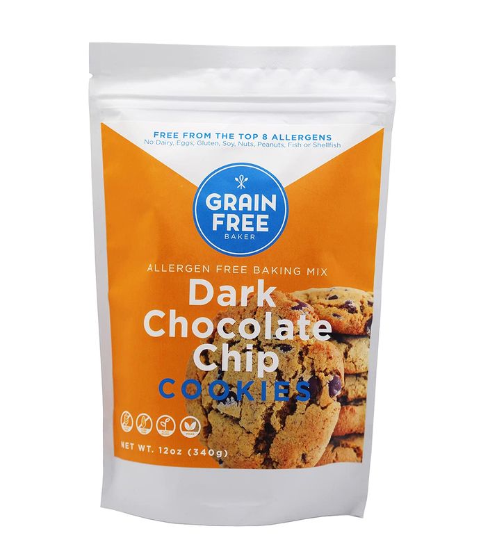 Dark Chocolate Chip Cookie Backing Mix by THE GRAIN FREE BAKER - Vegan &amp; Gluten Free - Low Carb - Top 8 allergen free - Healthy and Natural Ingredients - 12 Oz