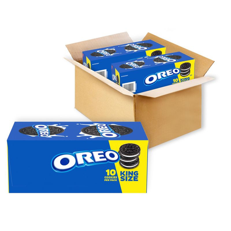 OREO Chocolate Sandwich Cookies, King Size, 20 Snack Packs (2 Boxes, 10 Cookies Per Pack)