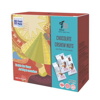 DELUXNUTS Whole Roasted Chocolate Cashews (9 Packs), Whole Cashew Nuts, Whole Cashews Individual Packs, Healthy Snack for Kids &amp; Adults, Good Source of Protein, Gluten-Free