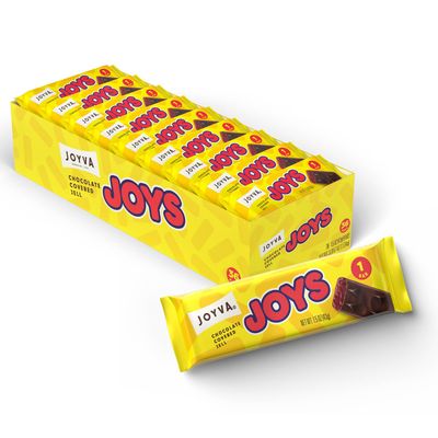Joyva - Jell Joys | Dark Chocolate-Covered Raspberry Jelly | A Delicious Candy Bar | Vegan, Kosher/Parve, Dairy &amp; Gluten Free | 1.5 Oz (42.5g) - Box of 36