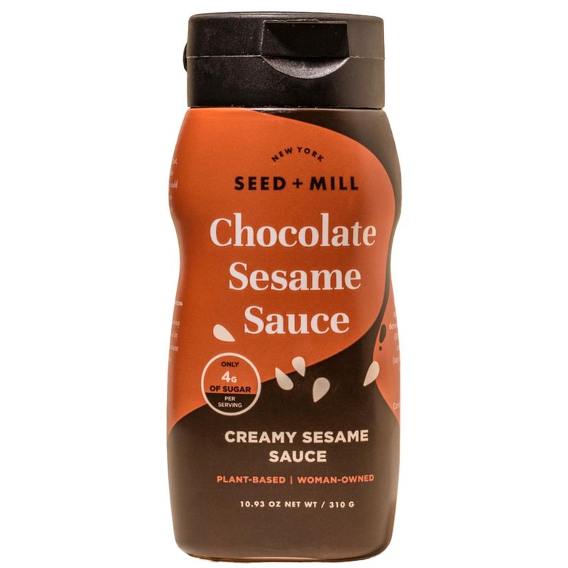 Seed + Mill - Chocolate Sesame Sauce - Chocolate Tahini in a Squeeze Bottle - Vegan, Kosher, Non-GMO, Paleo, Gluten Free - Great on Fruit, Toast, in Crepes, Desserts, &amp; Hummus - 10.93oz