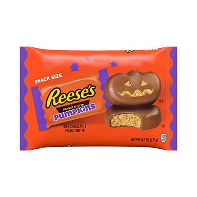 REESE&#39;S Milk Chocolate Snack Size Peanut Butter Pumpkins, Halloween Candy Bag, 9.6 oz