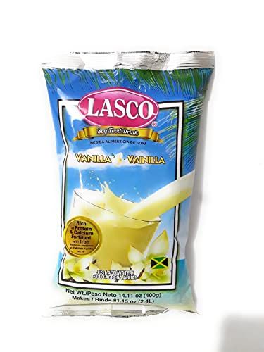 Lasco Soy Food Drink 400 grams, Available in 5 flavors (Vanilla, Strawberry, Chocolate, Almond, Creamy malt) (Vanilla)