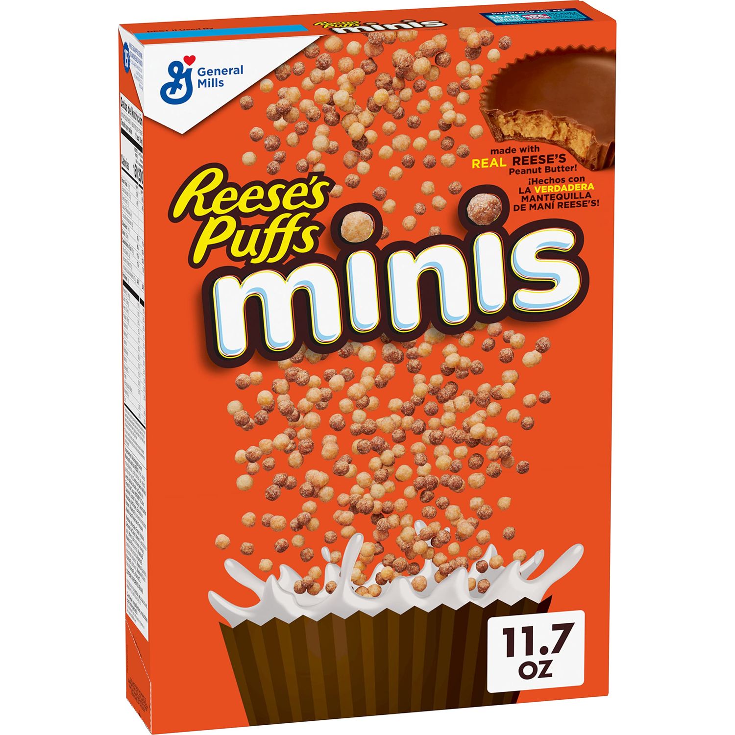 Reese&#39;s Puffs Minis Breakfast Cereal, Chocolate Peanut Butter Cereal, 11.7 OZ