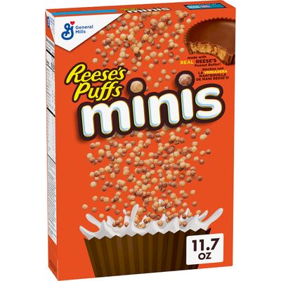 Reese&#39;s Puffs Minis Breakfast Cereal, Chocolate Peanut Butter Cereal, 11.7 OZ