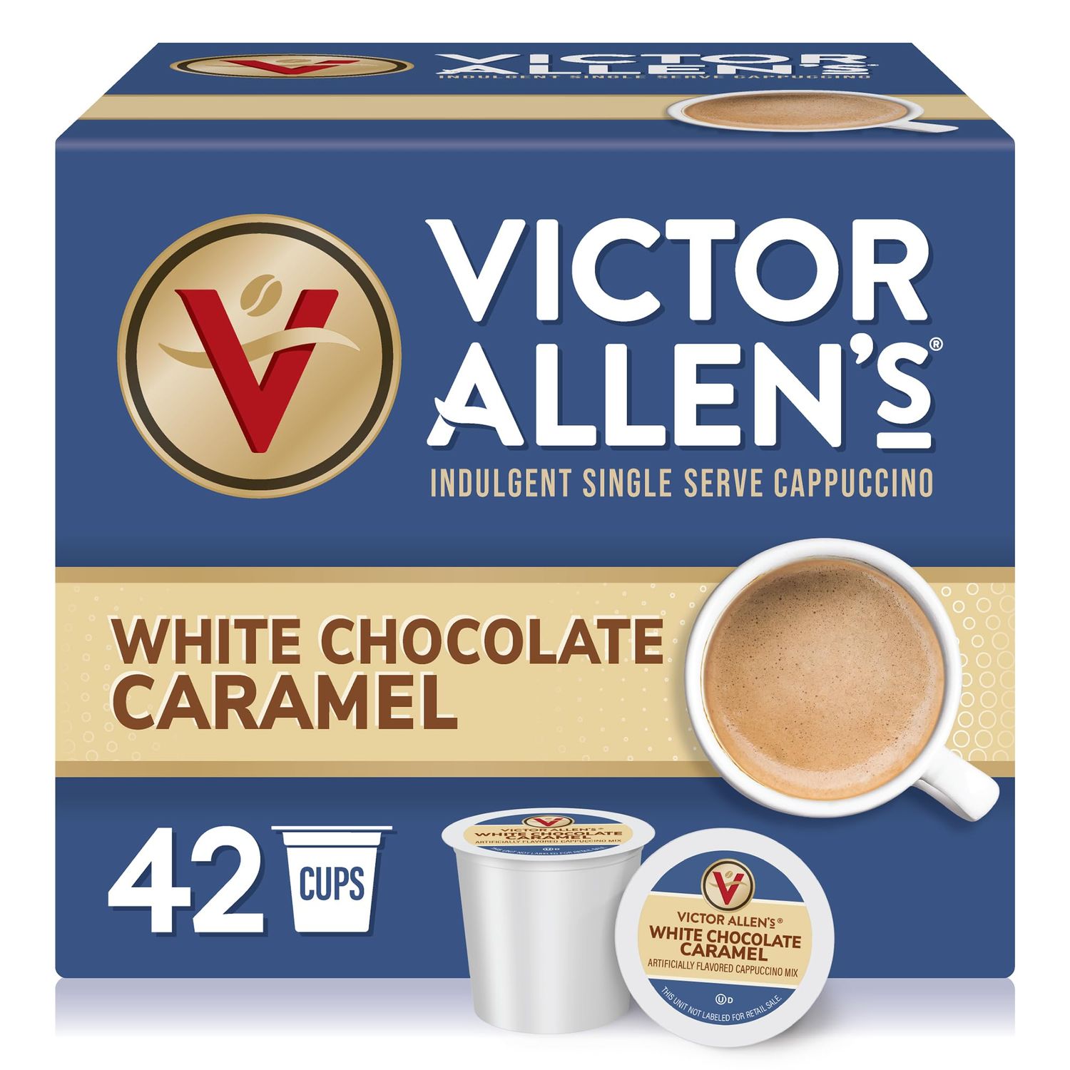 Victor Allen&#39;s Coffee White Chocolate Caramel Flavored Cappuccino, 42 Count, Single Serve Cups for Keurig K-Cup Brewers
