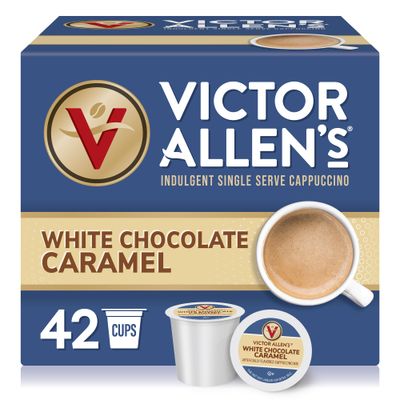 Victor Allen&#39;s Coffee White Chocolate Caramel Flavored Cappuccino, 42 Count, Single Serve Cups for Keurig K-Cup Brewers