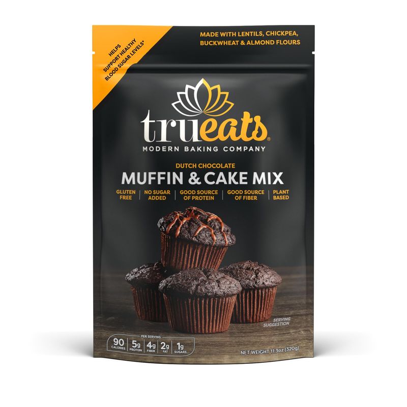 TruEats Dutch Chocolate Muffin &amp; Cake Mix: Low Glycemic, Protein &amp; Fiber Rich, Gluten &amp; Grain Free, Diabetic Friendly, Vegan Friendly, Dairy Free, Plant Based, Sweetened with Monk Fruit Sweetener