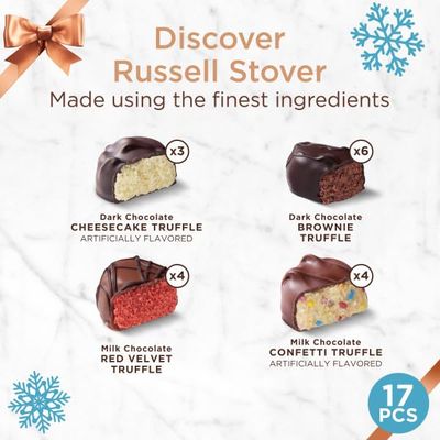 RUSSELL STOVER Christmas Assorted Milk &amp; Dark Chocolate Dessert Truffles Gift Box, 9 oz. (17 pieces)