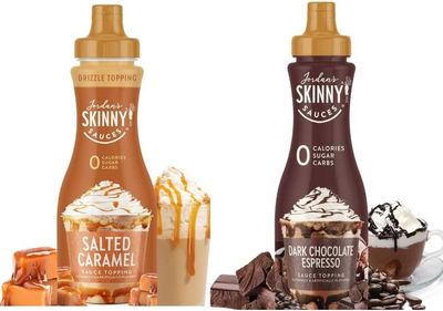 Salted Caramel &amp; Dark Chocolate Espresso Syrup Sauce For Coffee - Sugar Free Zero Calories (Pack of 2) - Gluten-Free, Keto Friendly from Jordan Skinny (Salted Caramel and Dark Chocolate Espresso)