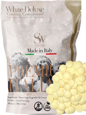 Premium Italian White Melting Chocolate Candy Melts | White Chocolate Melts 2 Lbs| GMO and Gluten Free | Melting Chocolate Wafers Chips Resealable Packaging Perfect for Baking Dipping Chocolate