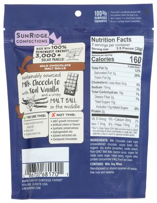 SUNRIDGE FARMS Milk Chocolate Malt Balls, 7 OZ