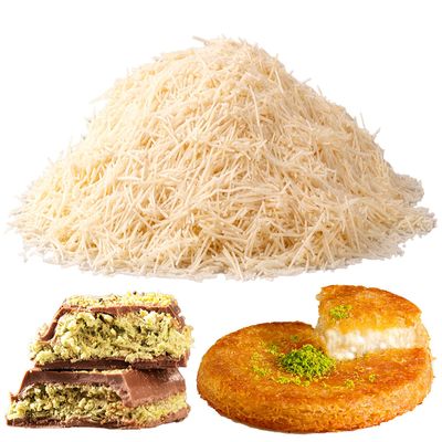 Premium Kataifi Shredded Fillo Dough - Authentic Turkish Raw Choped Kataifi Pastry, Perfect for Kunafa &amp; Baklava, Dubai Chocolate Freshly Packaged, 500g (1.1lb)