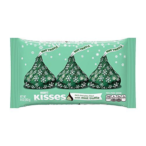 KISSES Holiday Dark Chocolate Filled with Mint Truffle, 10 Ounce (Pack of 4)