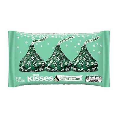 KISSES Holiday Dark Chocolate Filled with Mint Truffle, 10 Ounce (Pack of 4)