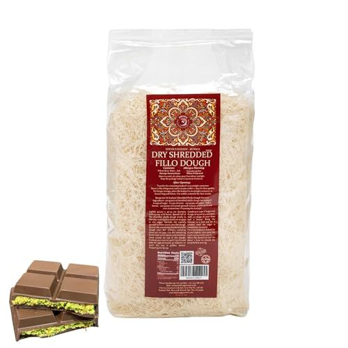 Edenica Gourmet Handmade Dry Shredded Fillo Dough - Perfect for Kataifi, Knafeh, Dubai Pistachio Chocolate Bars, Baklava - All-Natural Ingredients - 1 lb