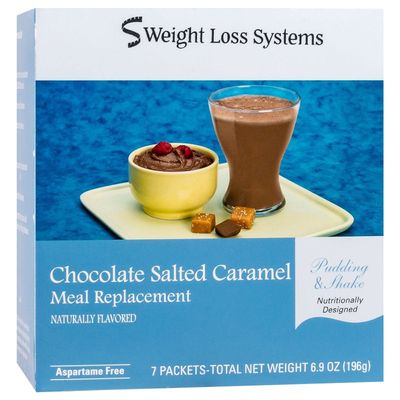 Nashua Nutrition Chocolate Salted Caramel Aspartame Free Pudding/Shake Mix, Low Calorie, Low Carb, Low Fat, Kosher, Vitamin Fortified, Meal Replacement, KETO Friendly, Ideal Protein Compatible, 7/Box