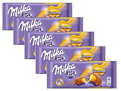 Milka Milk Chocolate with Caramel Filling, 100g (PACK OF 5)