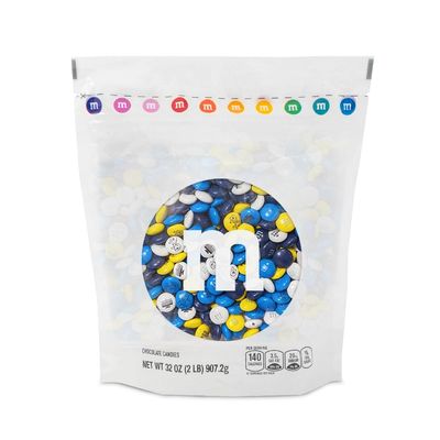 M&amp;MS Hanukkah Bulk Candy, 2 Pounds, Milk Chocolate Candies with Hanukkah Designs in Blue, Yellow and White, for Party Favors, DIY Unique Gifts, or Candy Bowls, Kosher Certified