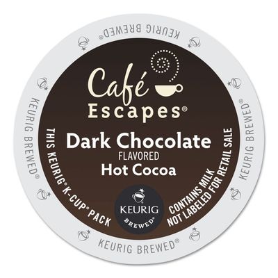 Cafe Escapes 6802CT Dark Chocolate Hot Cocoa K-Cups, 24/box, 4 Box/carton